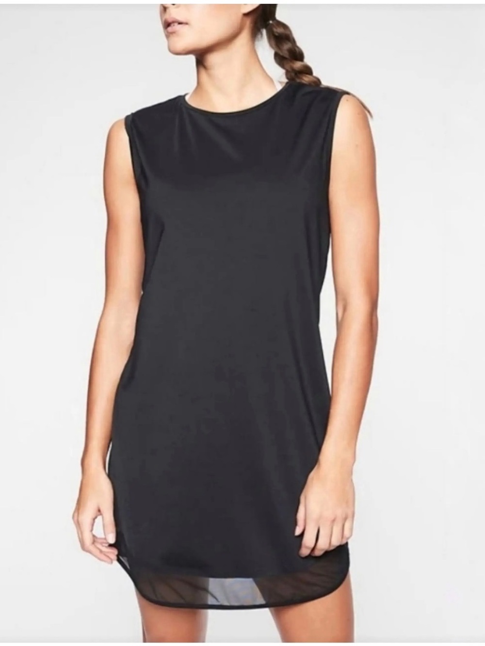 Athleta Sunlover UPF Mesh Hem Sleeveless Casual Activewear Dress Black Size M